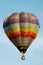 Multi Coloured Striped Hot Air Balloon in Flight