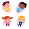 Multi cultural different jumping children -