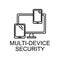 multi device security outline icon. Element of data protection icon with name for mobile concept and web apps. Thin line multi