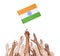 Multi-Ethnic Arms Raised for the Flag of India