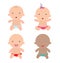 Multi ethnic babies sitting , Little baby boy and baby girl on on white background,Vector Illustration