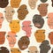 Multi-ethnic faces seamless pattern. Different ethnicity men - Caucasian, African, Asian. Vector background