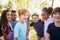 Multi-ethnic group of schoolchildren on a school trip