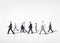 Multi-Ethnical People Walking in White Background