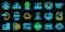 Multi-factor authentication icons set vector neon