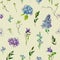 Multi-floral seamless pattern with different flowers.