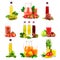 Multi fruit and vegetable juice with tropical fruit and vegetable, set