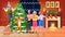 multi generated family decorating christmas tree merry xmas happy new year holidays celebration concept