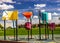 Multi Level Basket Ball Hoops At Local Playground