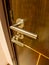 Multi-level door lock in the room Silver bolt handle
