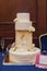 Multi level white wedding cake