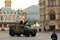 Multi-purpose armored vehicle `Typhoon-AIR DEFENSE` with a remote control combat module `Cord` during the parade on Red Square in