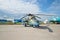 Multi-purpose attack helicopter Mi-35M Crocodile on the air show MAKS-2017