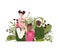 Multi race family members cartoon characters, flat vector illustration isolated.