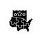 Multi-state lottery games black glyph icon