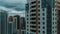 Multi-storey residential buildings close-up timelapse