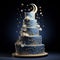 Multi-tiered celestial wedding cake