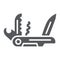 Multi tool glyph icon, camping and multifunction, pocket knife sign, vector graphics, a solid pattern on a white