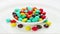 Multicolor bonbon sweets (ball candies) rotating