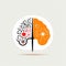 multicolor brain and cerebellum division icon vector minimal white and orange