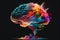 Multicolor Brain made of Colorful Vibrant Smoke representing Inspiration and Creativity Concept. Ai generated