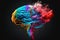 Multicolor Brain made of Colorful Vibrant Smoke representing Inspiration and Creativity Concept. Ai generated