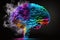 Multicolor Brain made of Colorful Vibrant Smoke representing Inspiration and Creativity Concept. Ai generated