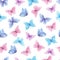 Multicolor butterflies seamless raster pattern
