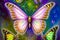 Multicolor butterfly on a colorful background