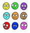 Multicolor cartoon facial expressions