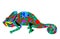 Multicolor chameleon on a white background