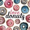 Multicolor donuts frame blue pink