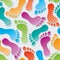 Multicolor Footprints 3d seamless wallpaper.