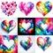 Multicolor a heart shape exploding with vibrant rainbow colors