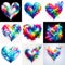 Multicolor a heart shape exploding with vibrant rainbow colors