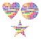 Multicolor Heart With Star Heart Circle Shapes