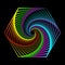 Multicolor lines spiral vortex hexagon vector