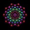 Multicolor mandala design over black background