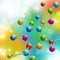 Multicolor molecule on colorful background