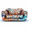 Multicolor Mosaic Sofa: 3d Graphic Design Concept By Dan Witz