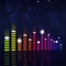 Multicolor Music Equalizer on Blue Background