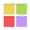 Multicolor notes post. Colored sticky note set. Post note paper