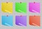 Multicolor notes on transparent background post it . Colored sticky note set. Vector realistic illustration