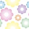 Multicolor pastel seamless pattern. Simple flower icons, bright vector pattern without background