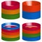 Multicolor segmented 3d cylinders, cylinder icons. Elements for