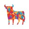 multicolor shapes abstract bull. Animal isolated