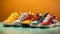 Multicolor Shoes on the Pastel Color Background Sport Shoes Store Ai Generated