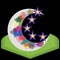 Multicolor silhouette of star and crescent symbolism