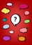 Multicolor speech bubbles question and answer on the red background, vector illustration