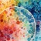 Multicolor spots, circular watercolor abstract background, circular shape, AI generative